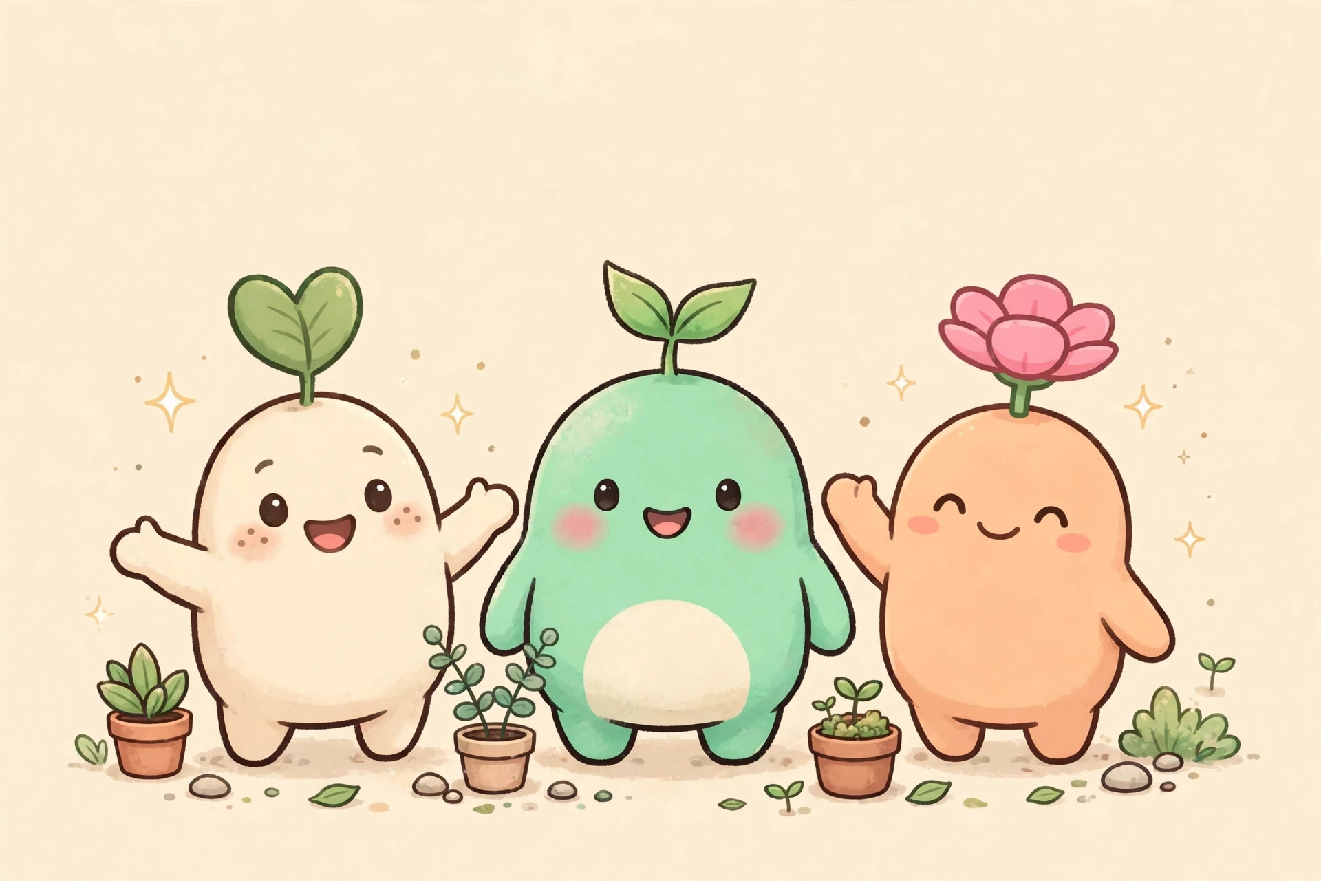 Classic, Pebble, and Bud, the three Sprouts